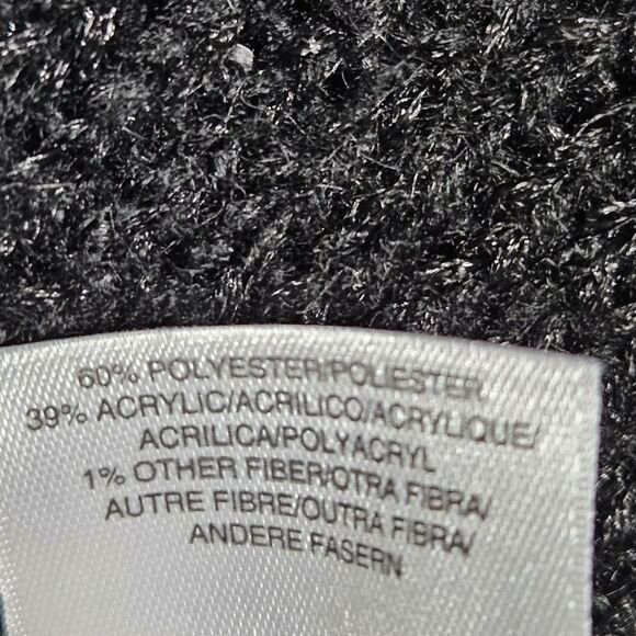 Anne Klein Knit Black Bouclé Sequin Sparkle Long Sleeve Scoop Neck Sweater Dress - Picture 7 of 10